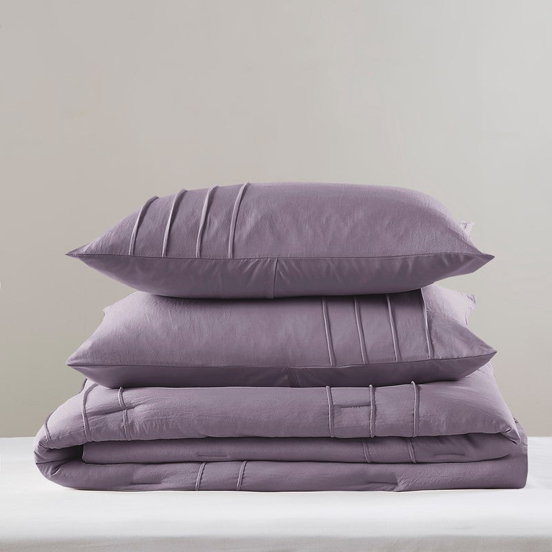 Walker Soft Washed Pleated Comforter Set - Purple