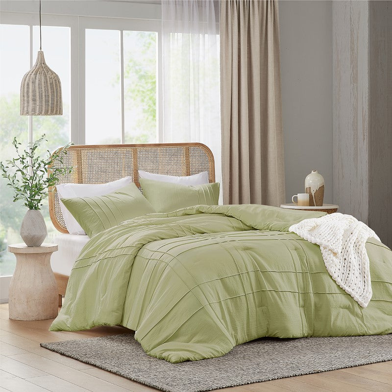 Walker Soft Washed Pleated Comforter Set - Sage