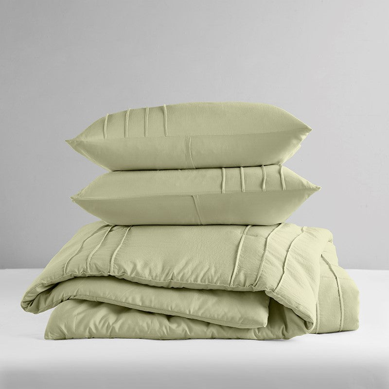 Walker Soft Washed Pleated Comforter Set - Sage