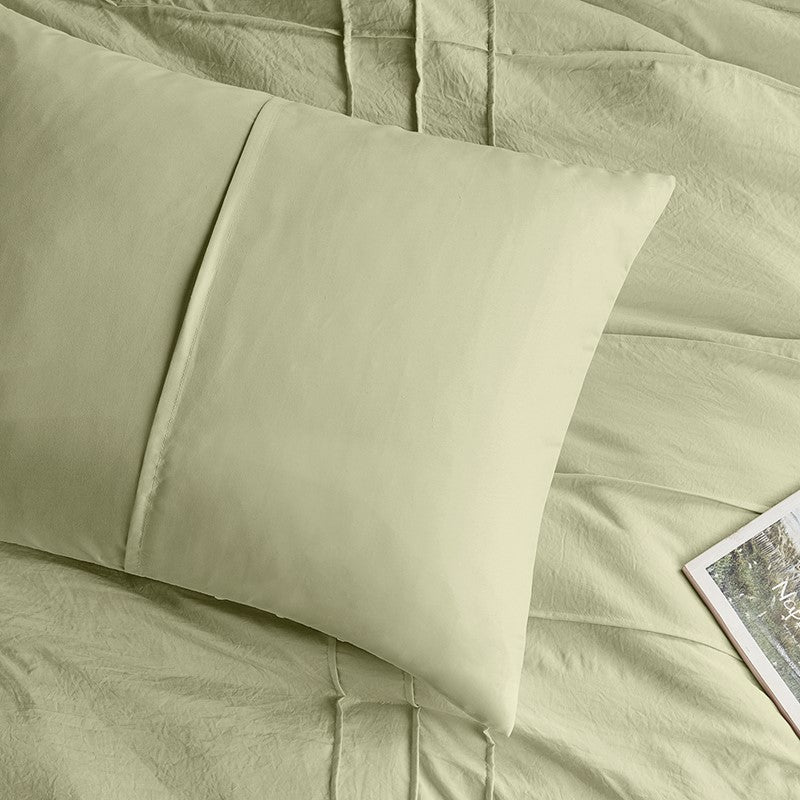 Walker Soft Washed Pleated Comforter Set - Sage