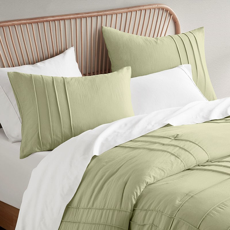 Walker Soft Washed Pleated Comforter Set - Sage