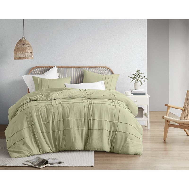Walker Soft Washed Pleated Comforter Set - Sage