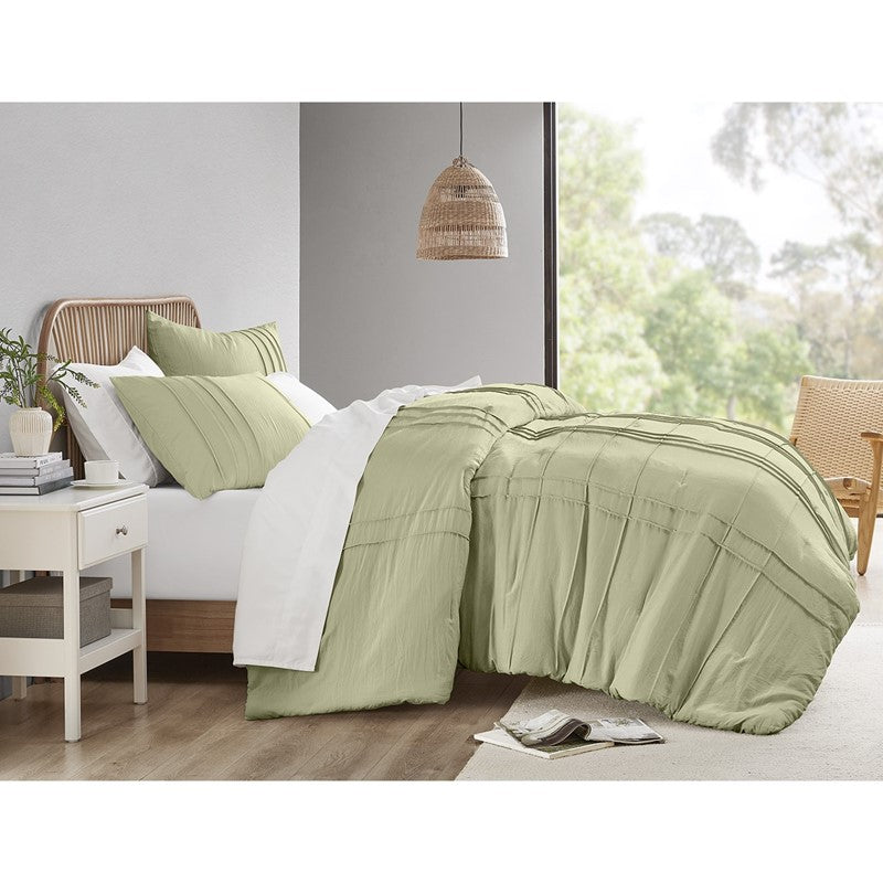 Walker Soft Washed Pleated Comforter Set - Sage