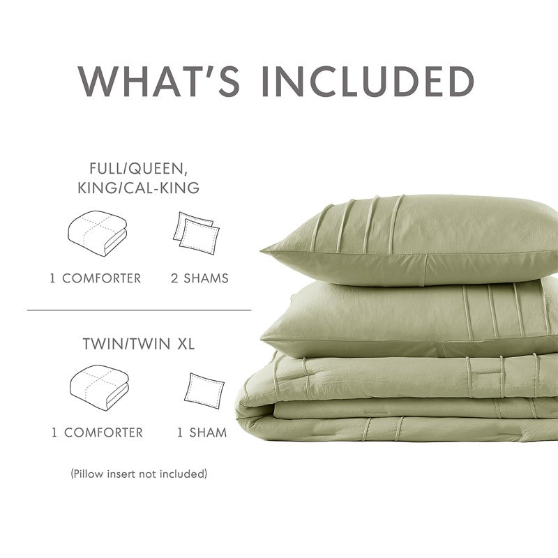 Walker Soft Washed Pleated Comforter Set - Sage