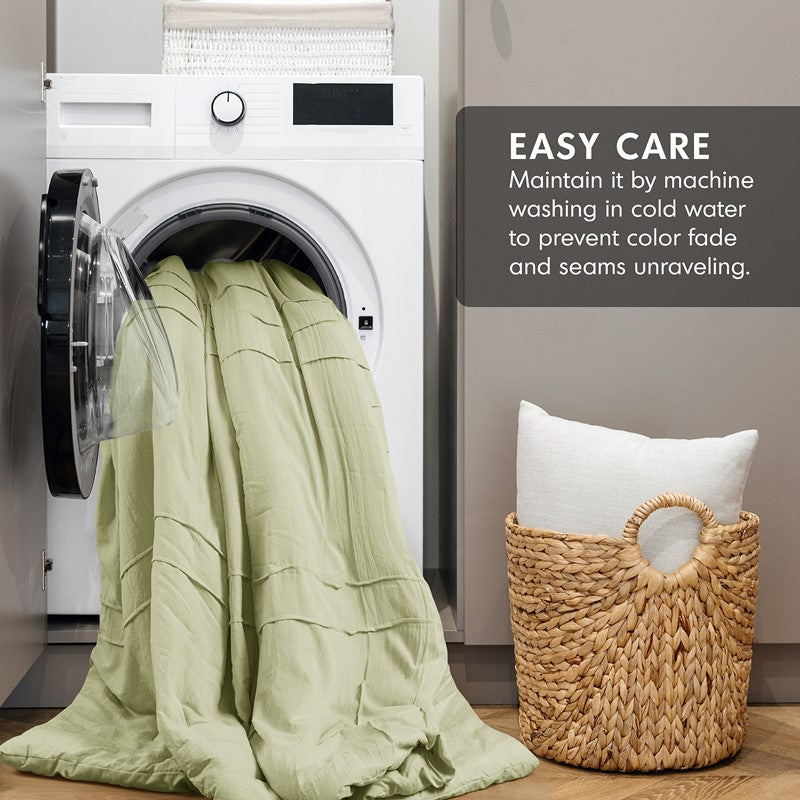 Walker Soft Washed Pleated Comforter Set - Sage