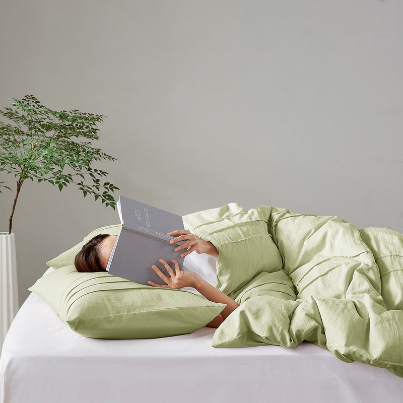 Walker Soft Washed Pleated Comforter Set - Sage
