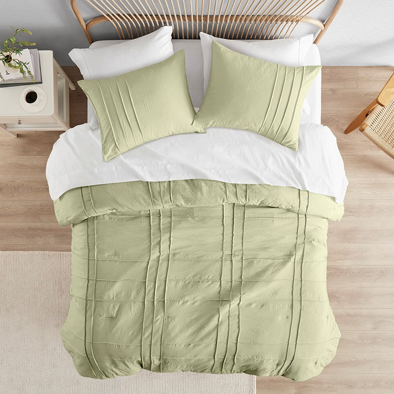 Walker Soft Washed Pleated Comforter Set - Sage