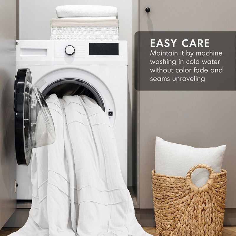 Walker Soft Washed Pleated Comforter Set - White