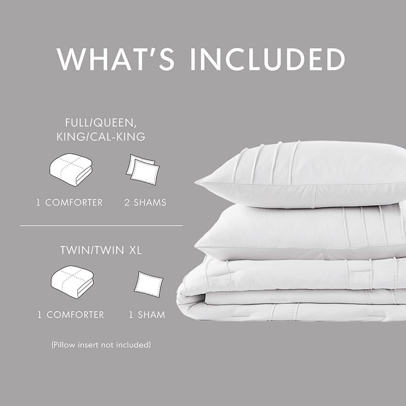 Walker Soft Washed Pleated Comforter Set - White