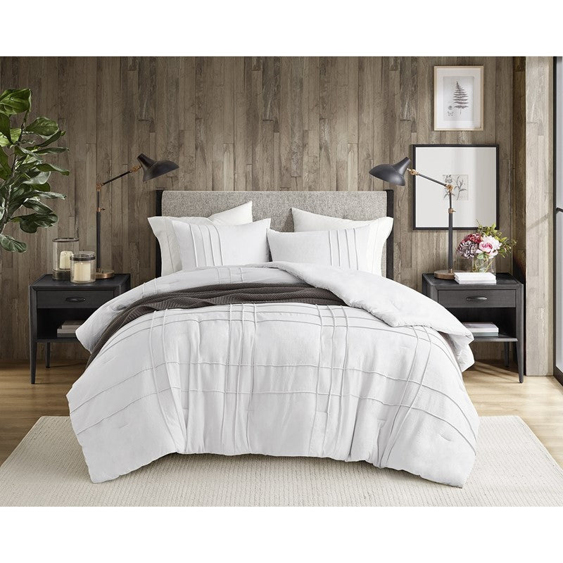 Walker Soft Washed Pleated Comforter Set - White