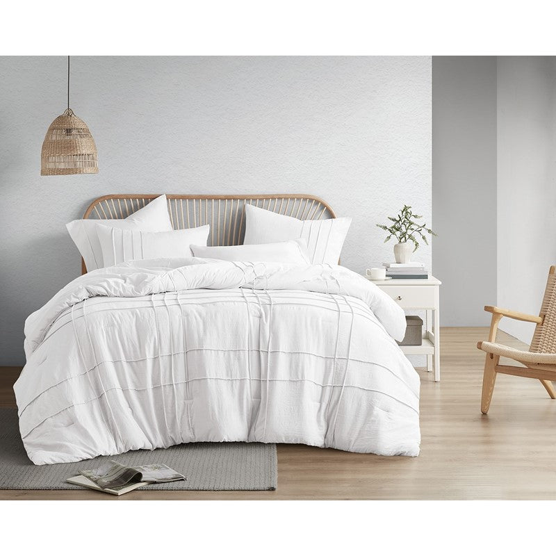Walker Soft Washed Pleated Comforter Set - White