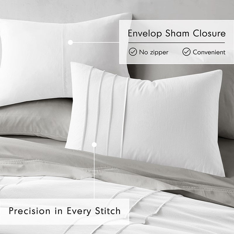Walker Soft Washed Pleated Comforter Set - White