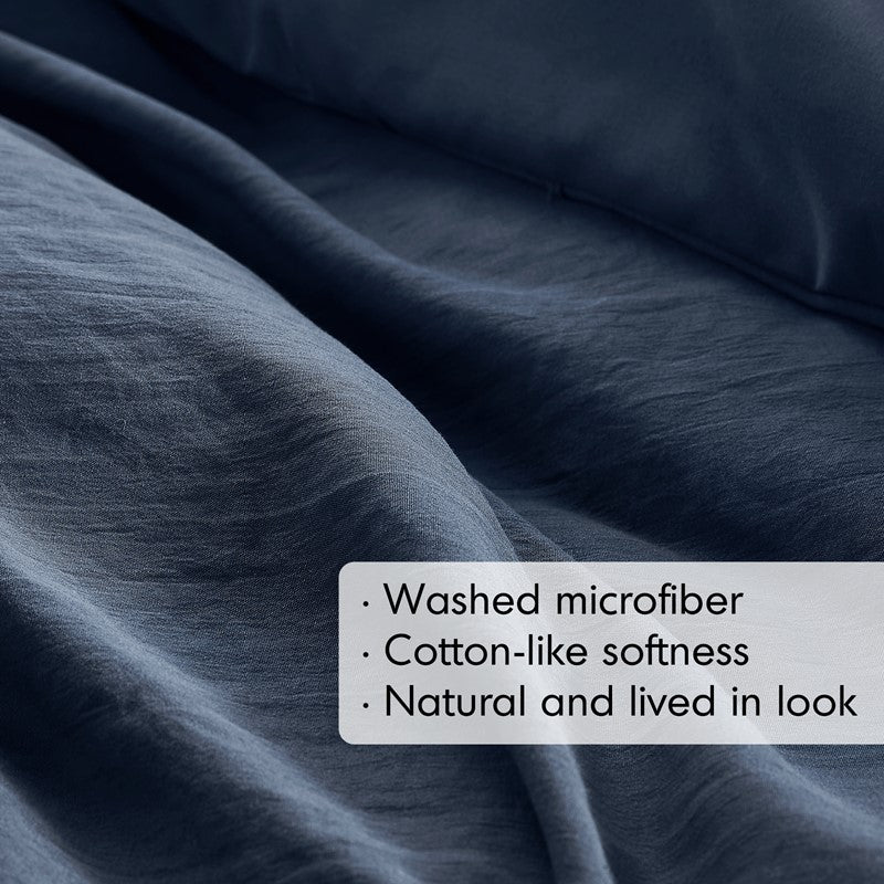 Walker Soft Washed Pleated Comforter Set - Navy Blue - Nautical Comforter Set