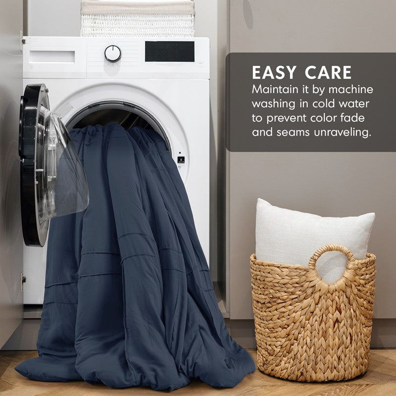 Walker Soft Washed Pleated Comforter Set - Navy Blue - Nautical Comforter Set