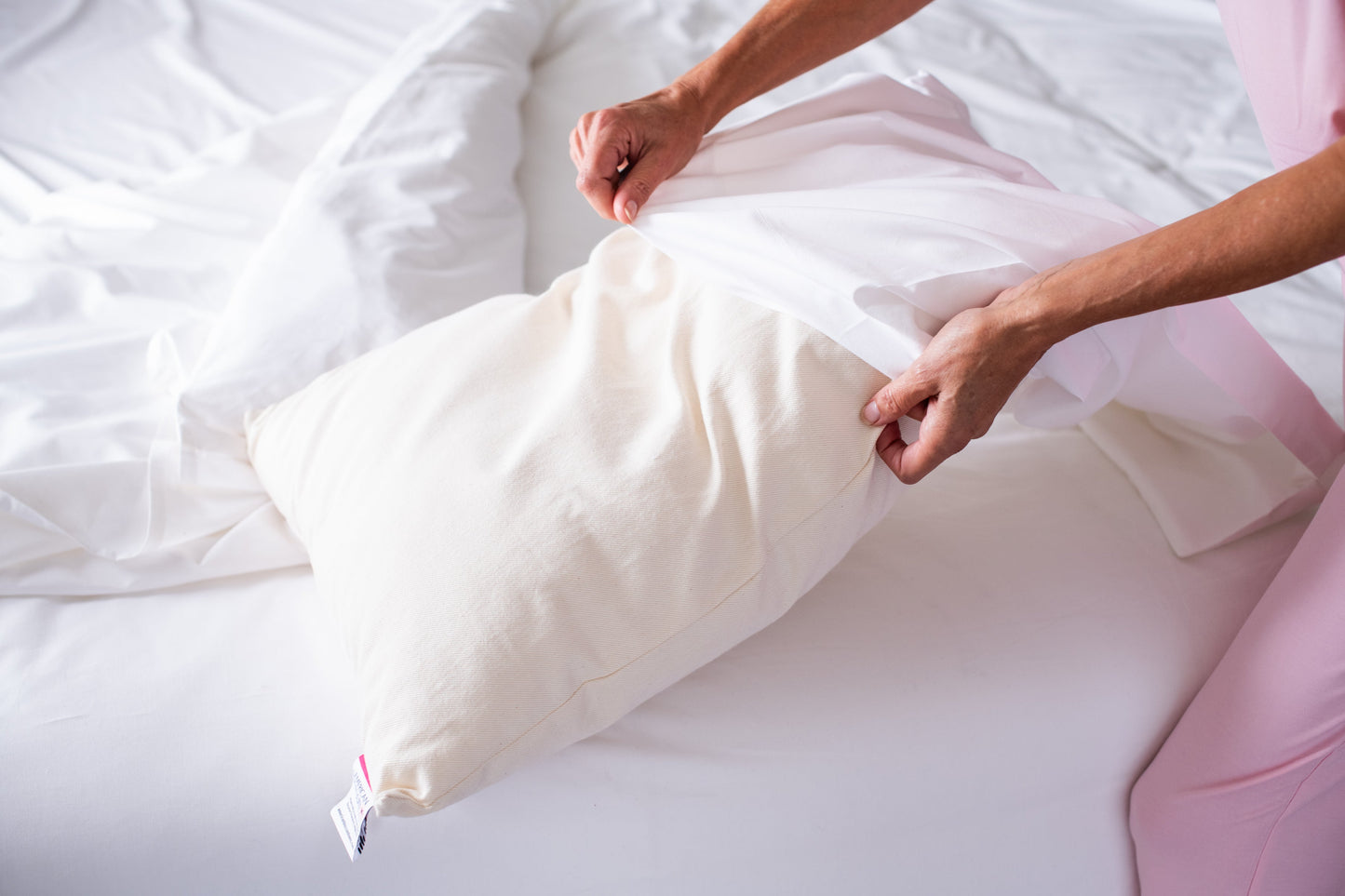 Natural Cotton Pillow With Wool Filling - American Made With USA Grown Cotton