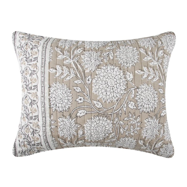 Adare Coastal Floral Quilt Set - Taupe - Quahog Bay Bedding