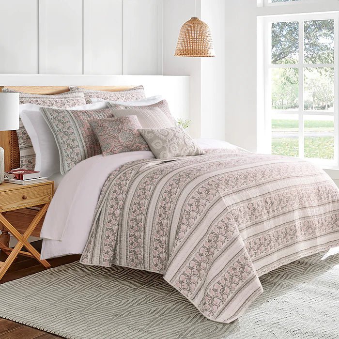 Adare Euro Sham Set of 2 - Coastal Euro Shams - Blush - Quahog Bay Bedding