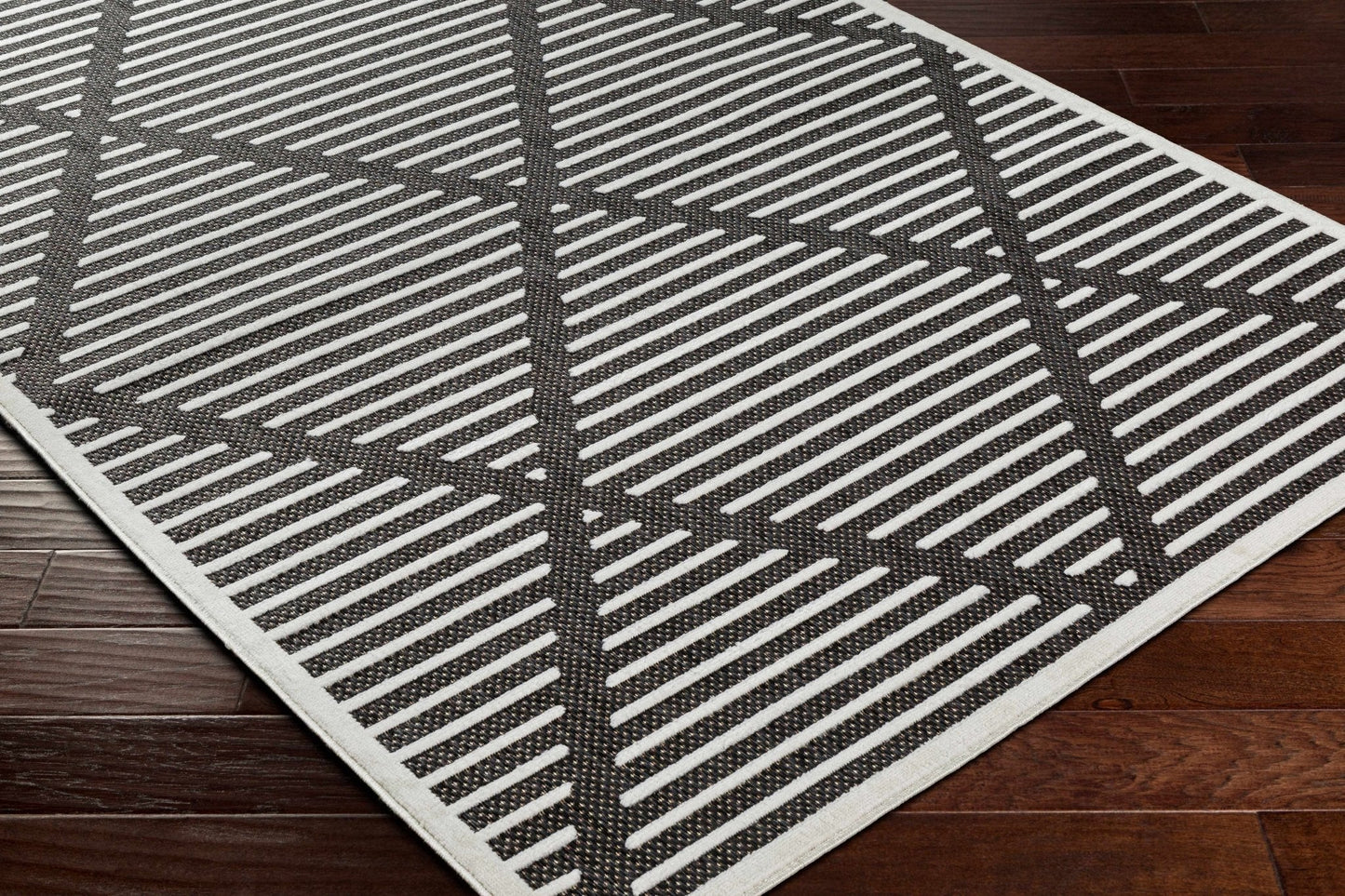 Anah 3D Black Outdoor Rug - Quahog Bay Bedding