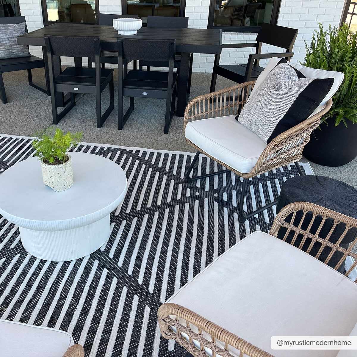 Anah 3D Black Outdoor Rug - Quahog Bay Bedding