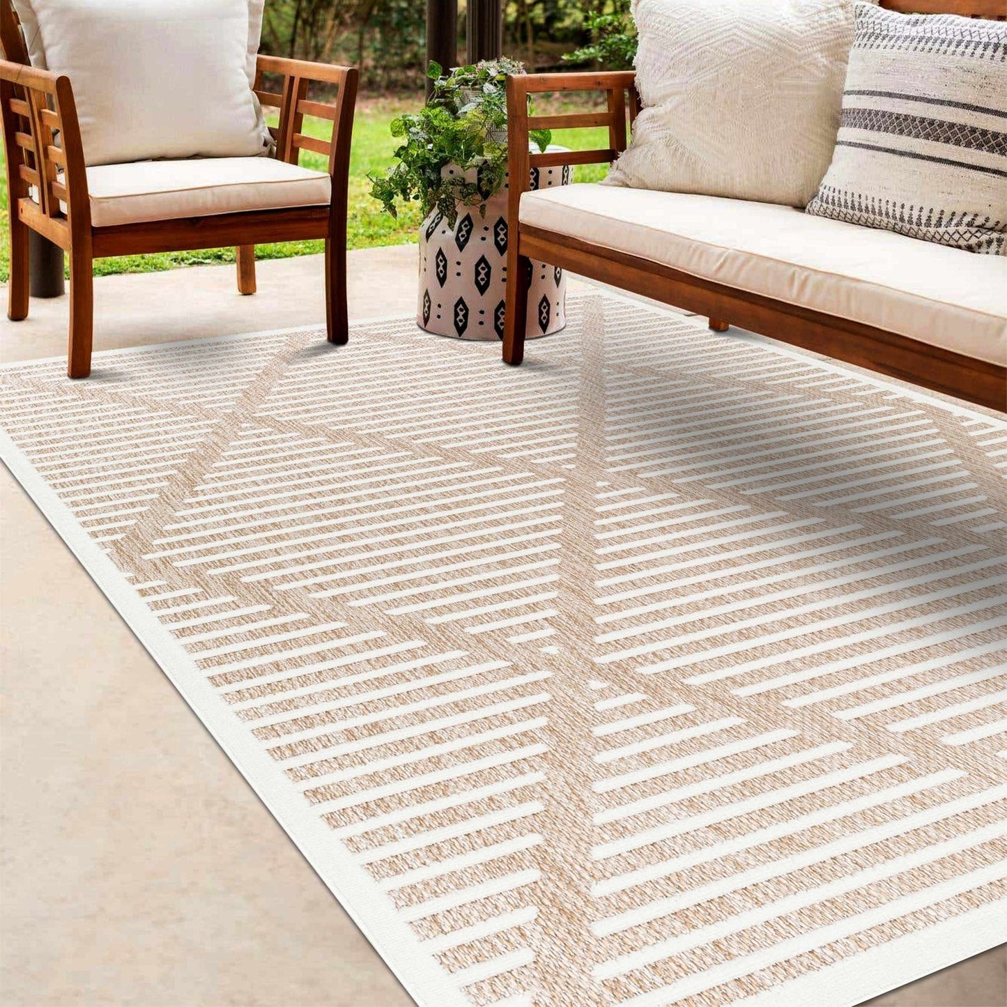 Anah Cream Outdoor Rug - Quahog Bay Bedding