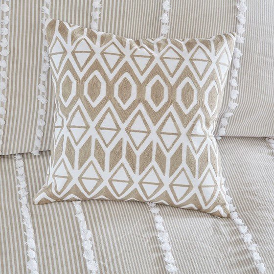 Anslee Embroidered Cotton Square Decorative Pillow - Quahog Bay Bedding