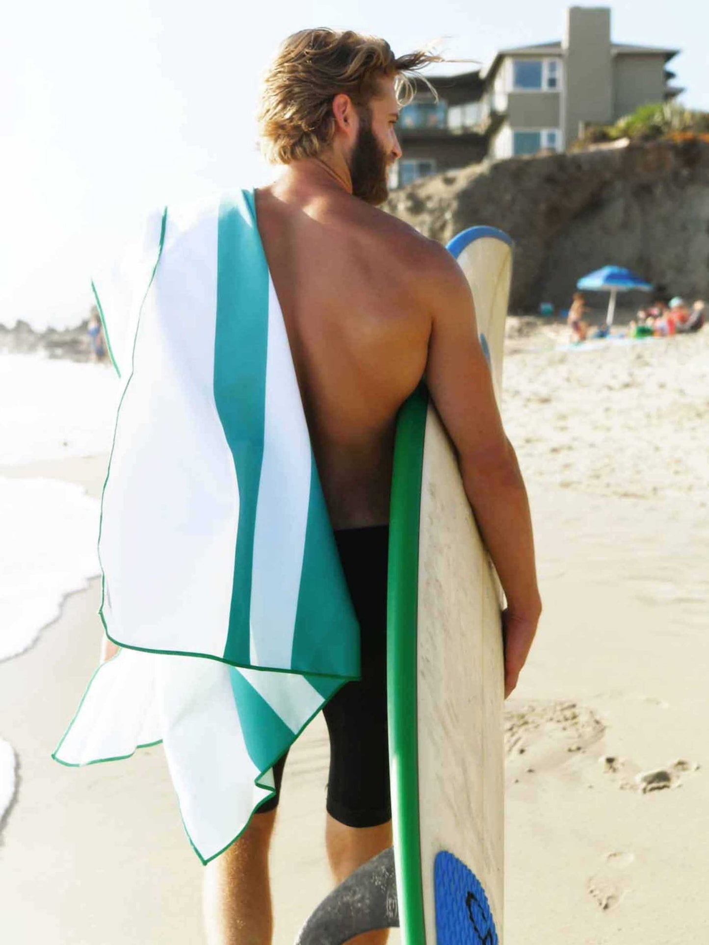 Aqua Microfiber Beach Towel - Quahog Bay Bedding