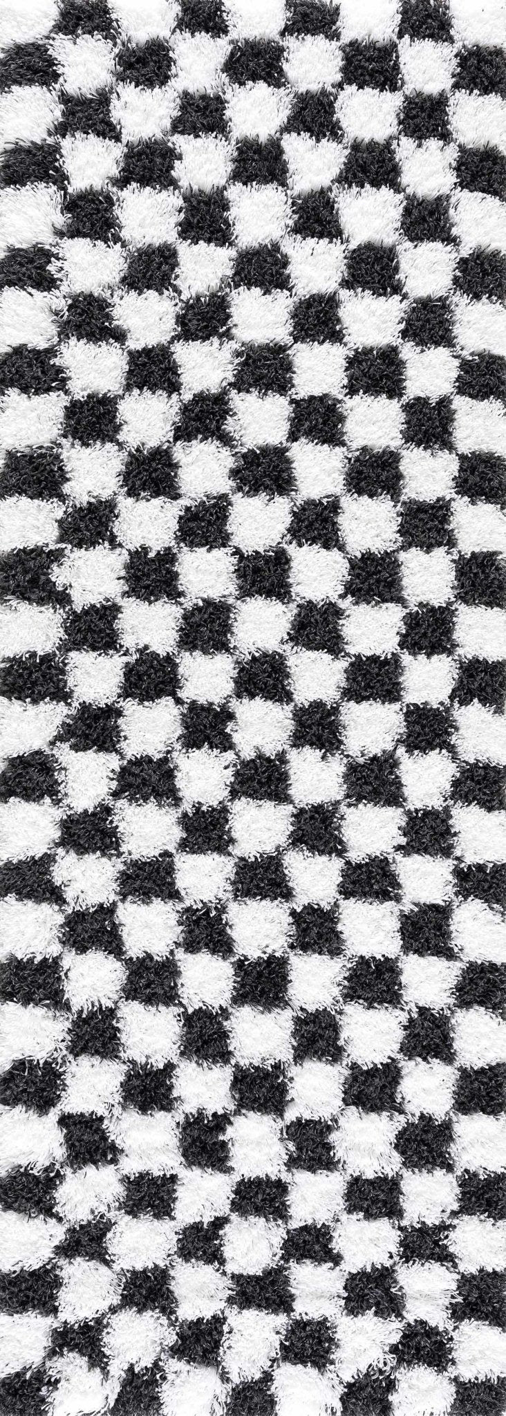 Atira Black & White Checkered Area Rug - Quahog Bay Bedding