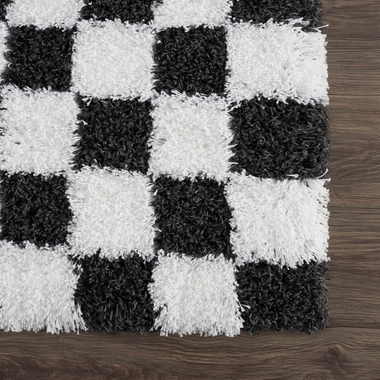 Atira Black & White Checkered Area Rug - Quahog Bay Bedding
