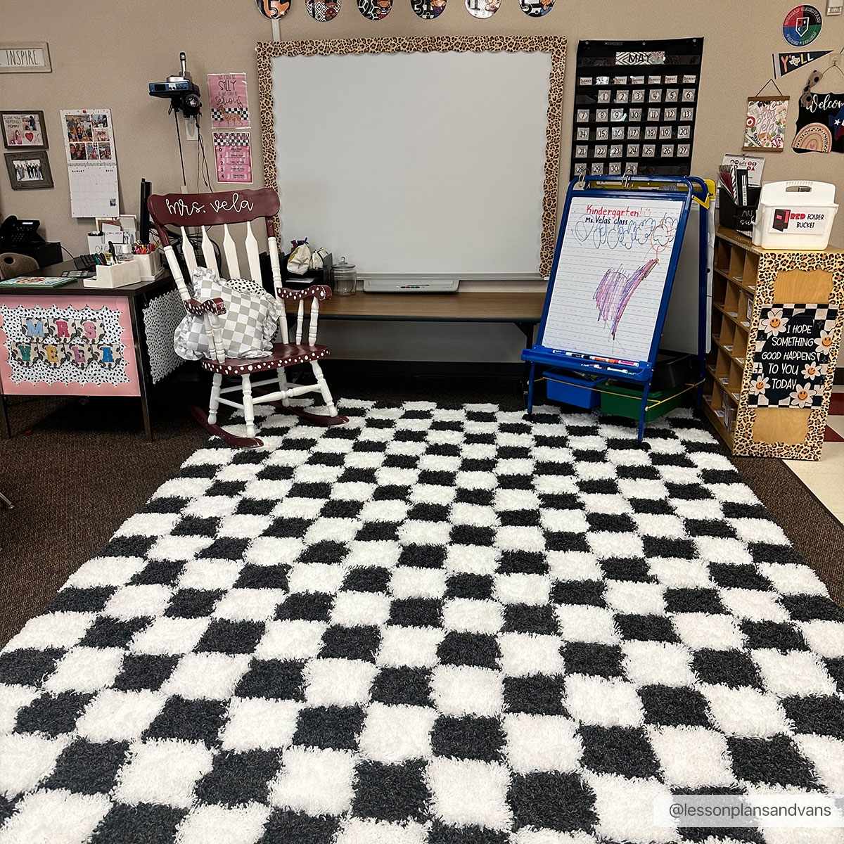 Atira Black & White Checkered Area Rug - Quahog Bay Bedding