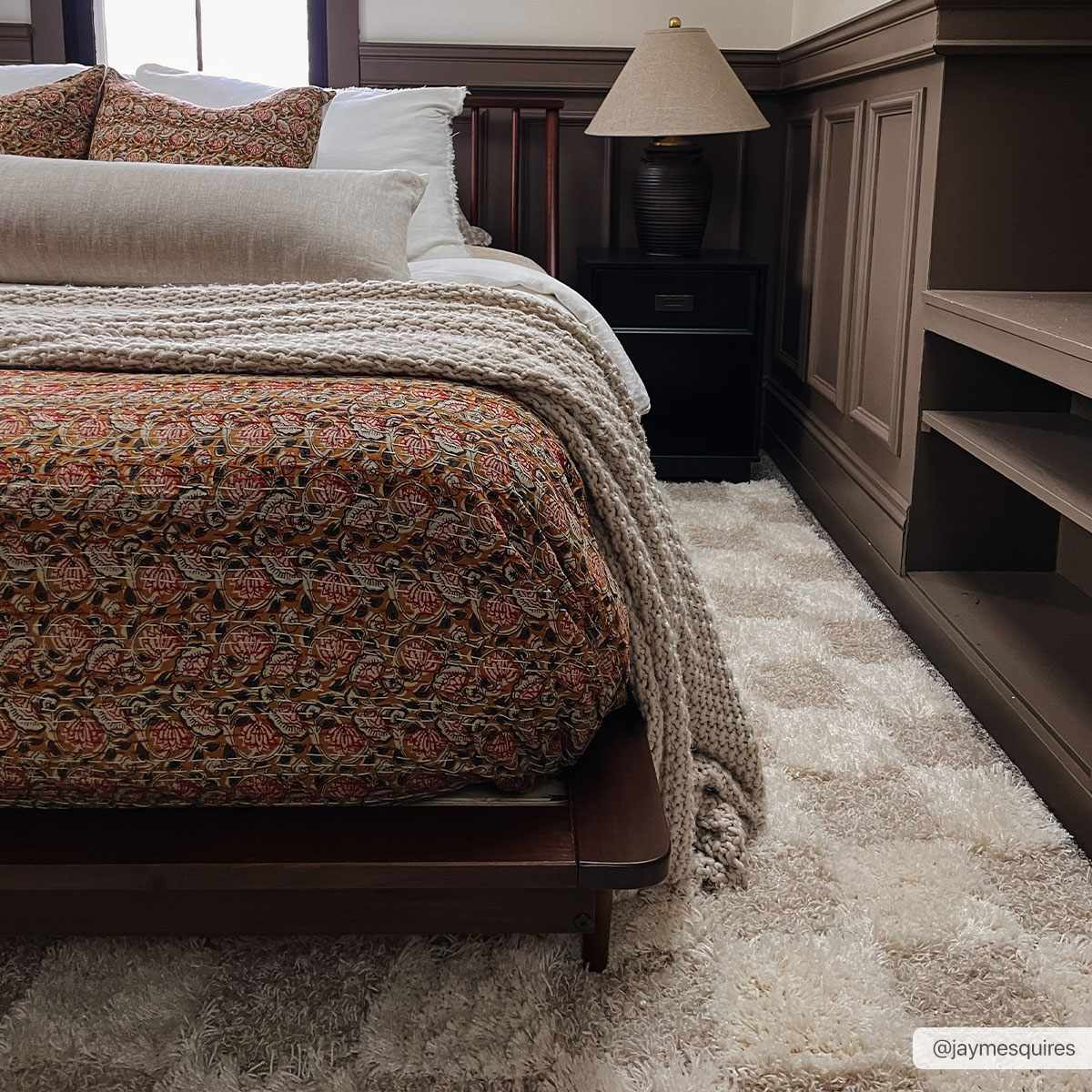 Atira Light Brown Checkered Area Rug - Quahog Bay Bedding