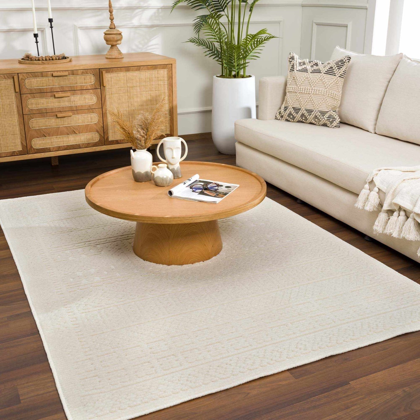 Bahar Cream Washable Area Rug - Quahog Bay Bedding