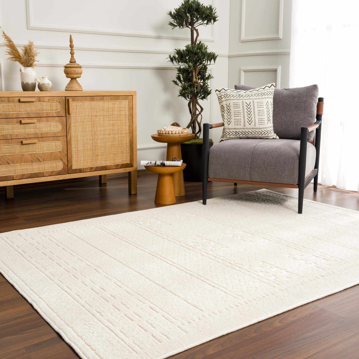 Bahar Cream Washable Area Rug - Quahog Bay Bedding