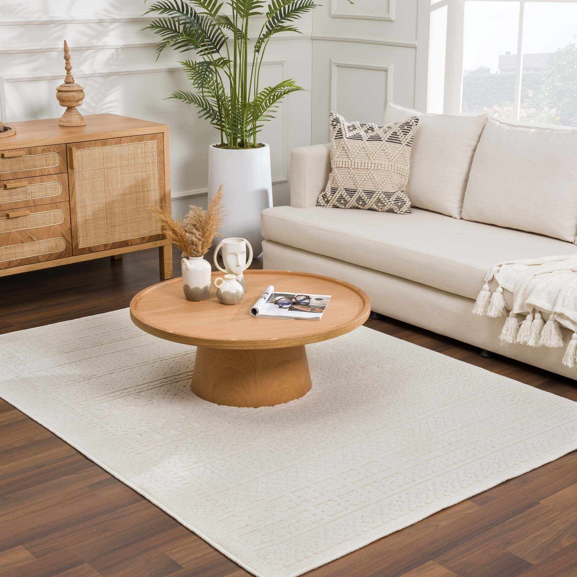 Bahar Cream Washable Area Rug - Quahog Bay Bedding