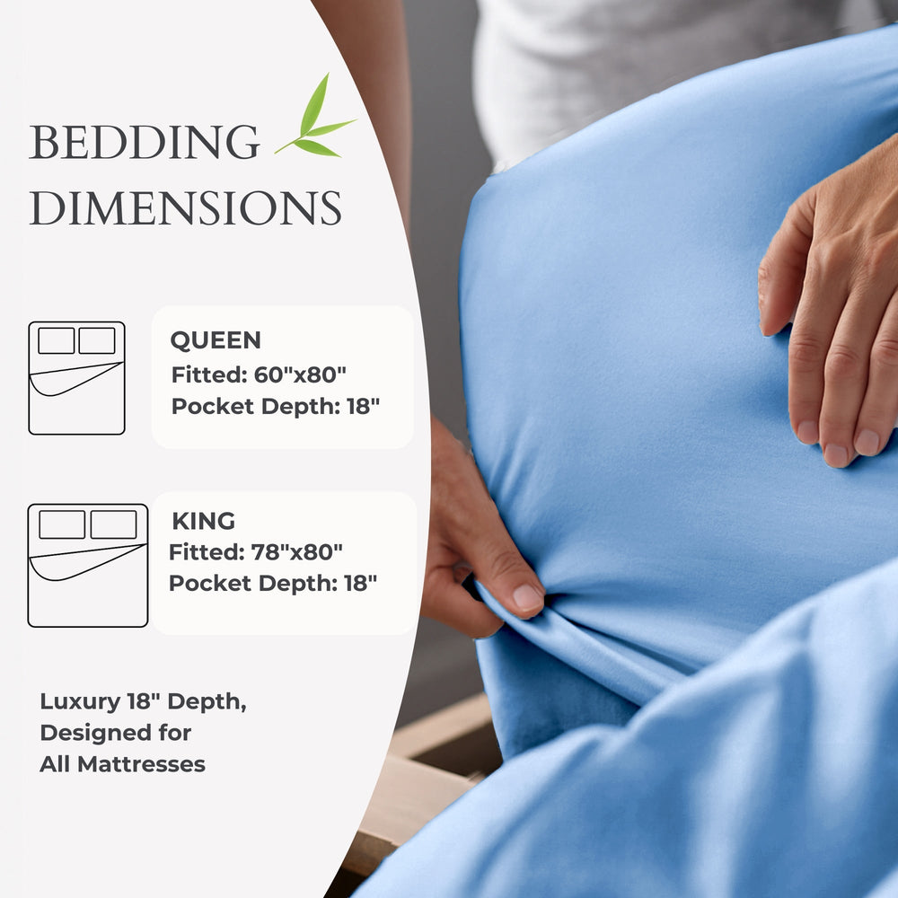 Bamboo Fitted Sheet - Ocean - Cooling Breathable Bamboo Sheets - Quahog Bay Bedding