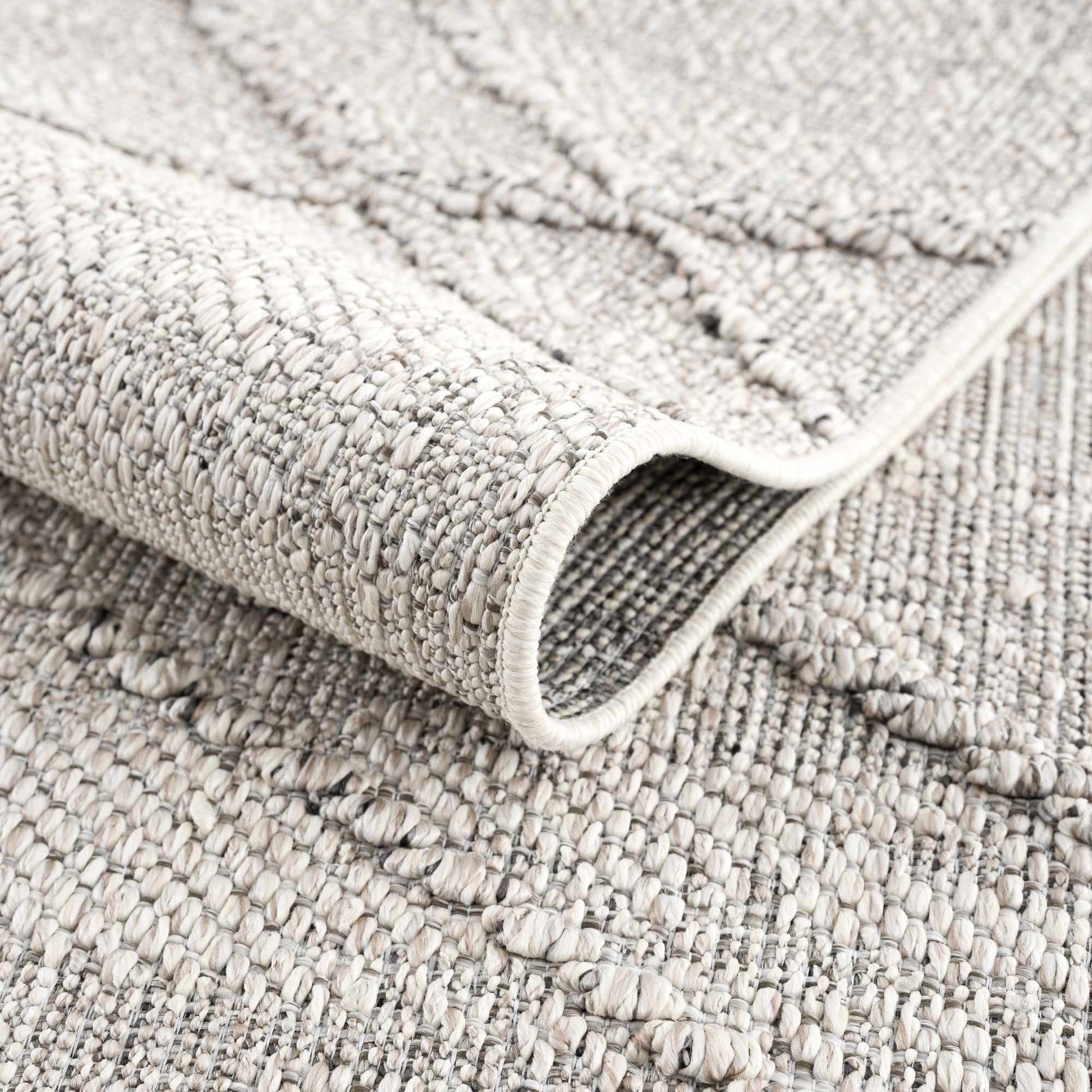 Baqer Bone & Taupe Textured Performance Rug - Clearance - Quahog Bay Bedding