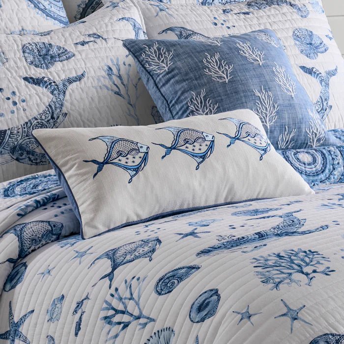 Batik Ocean Fish Pillow - Fish Themed Bedding - Quahog Bay Bedding