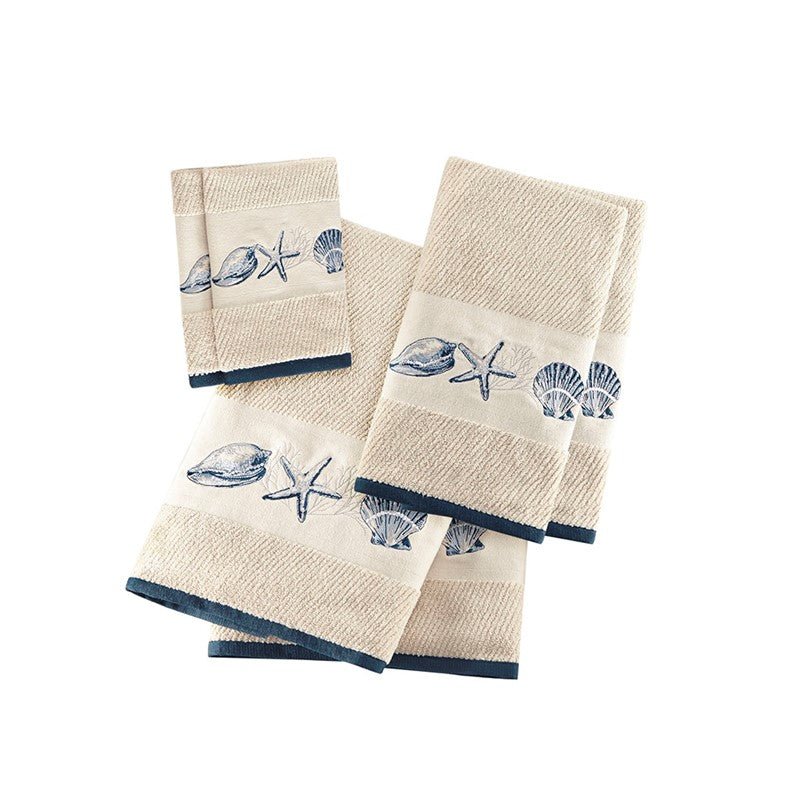 Bayside Nautical Towel Set Embroidered Cotton Jacquard 6 PC - Quahog Bay Bedding