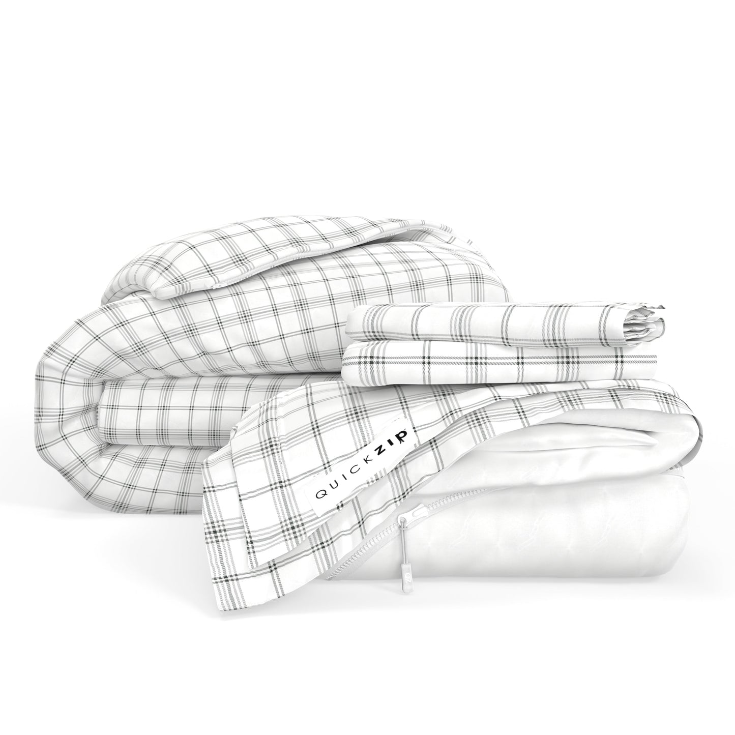 QuickZip Duvet Bundle  - Base, Zip Sheet, Duvet And Pillowcases - Twilluxe Flannel