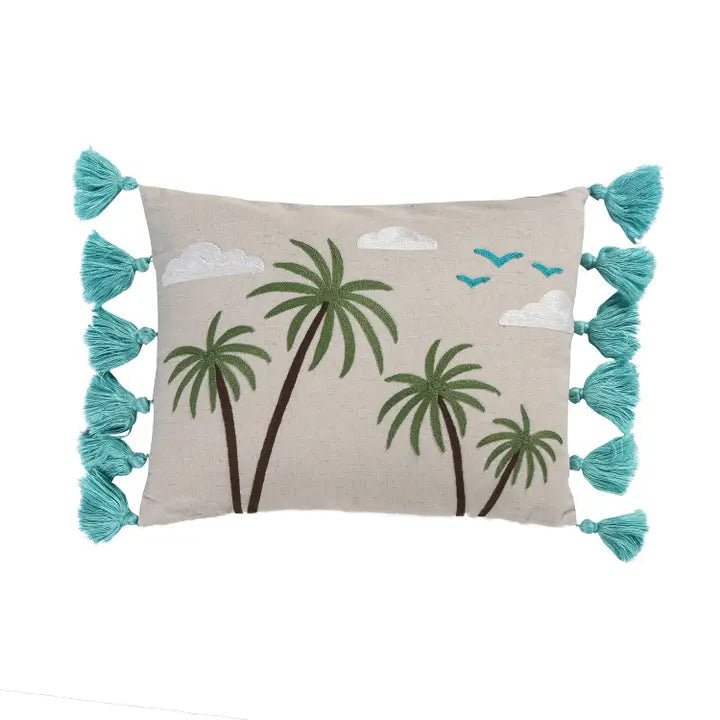 Beach Days Palm Tassel Pillow - Quahog Bay Bedding
