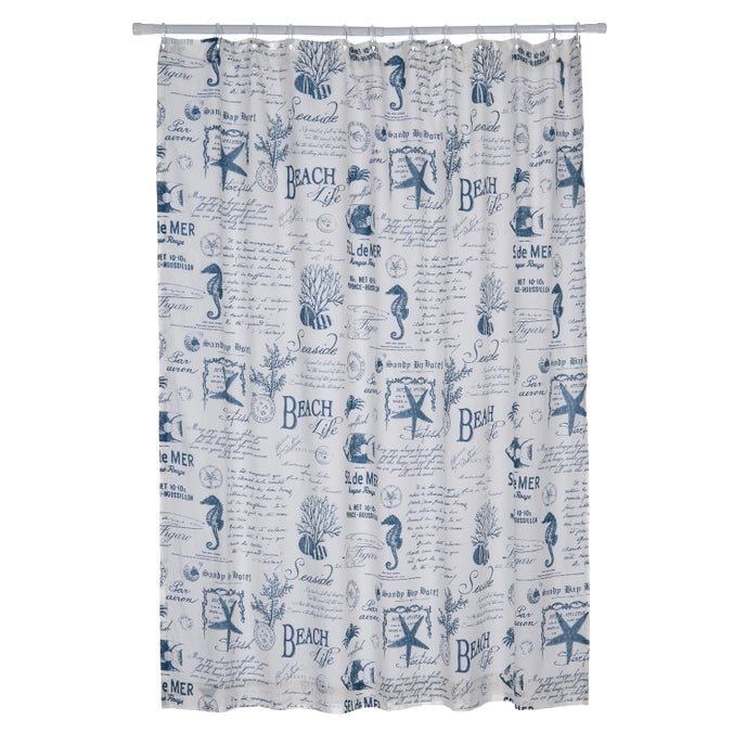 Beach Life Shower Curtain - Coastal Shower Curtains - Quahog Bay Bedding