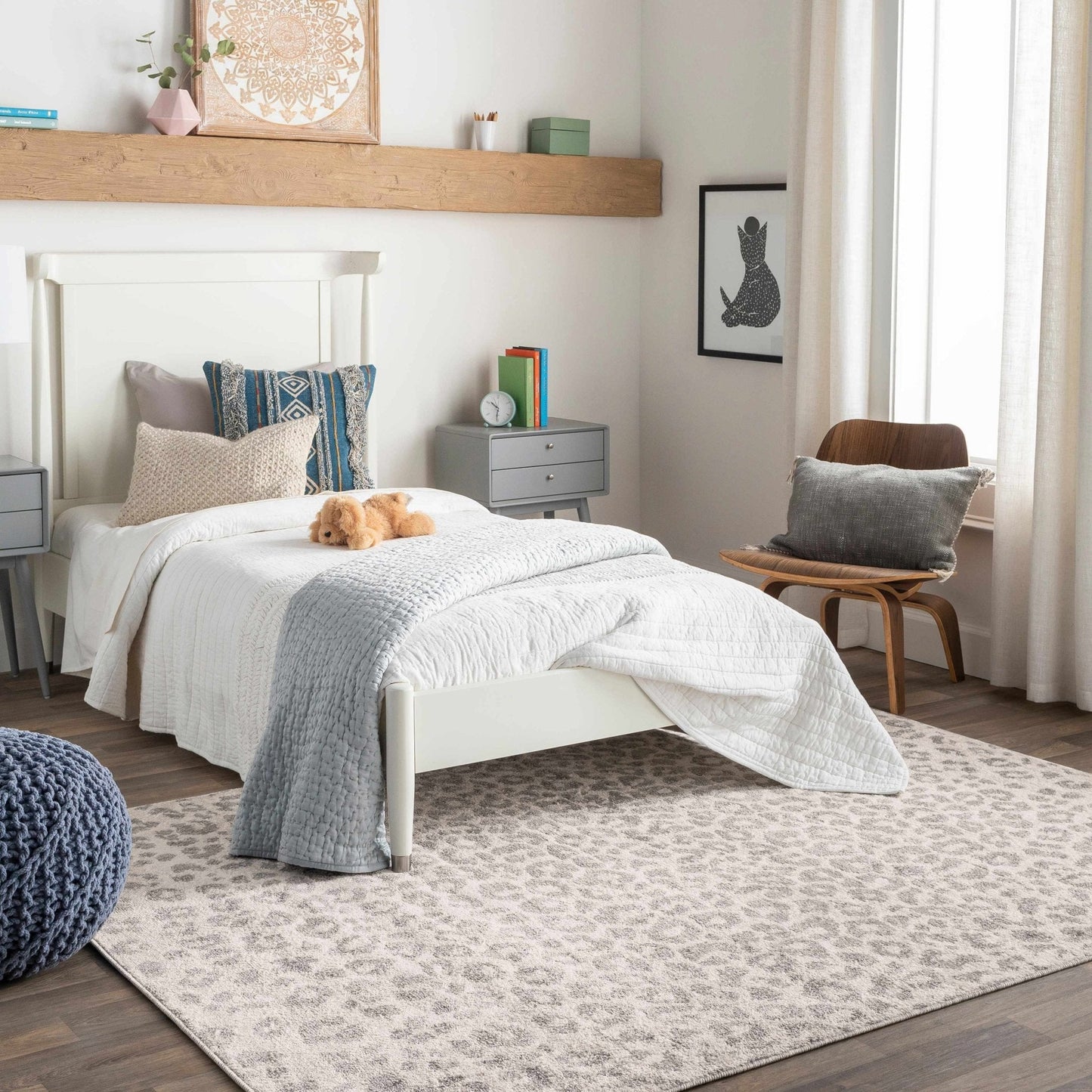 Beige Liversedge Leopard Print Area Rug - Quahog Bay Bedding