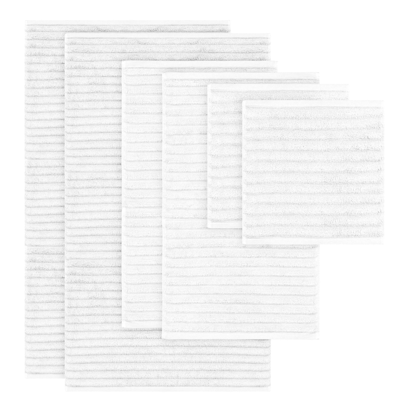 Bibb Home 6 Piece Ribbed Egyptian Cotton Towel Set - Quahog Bay Bedding