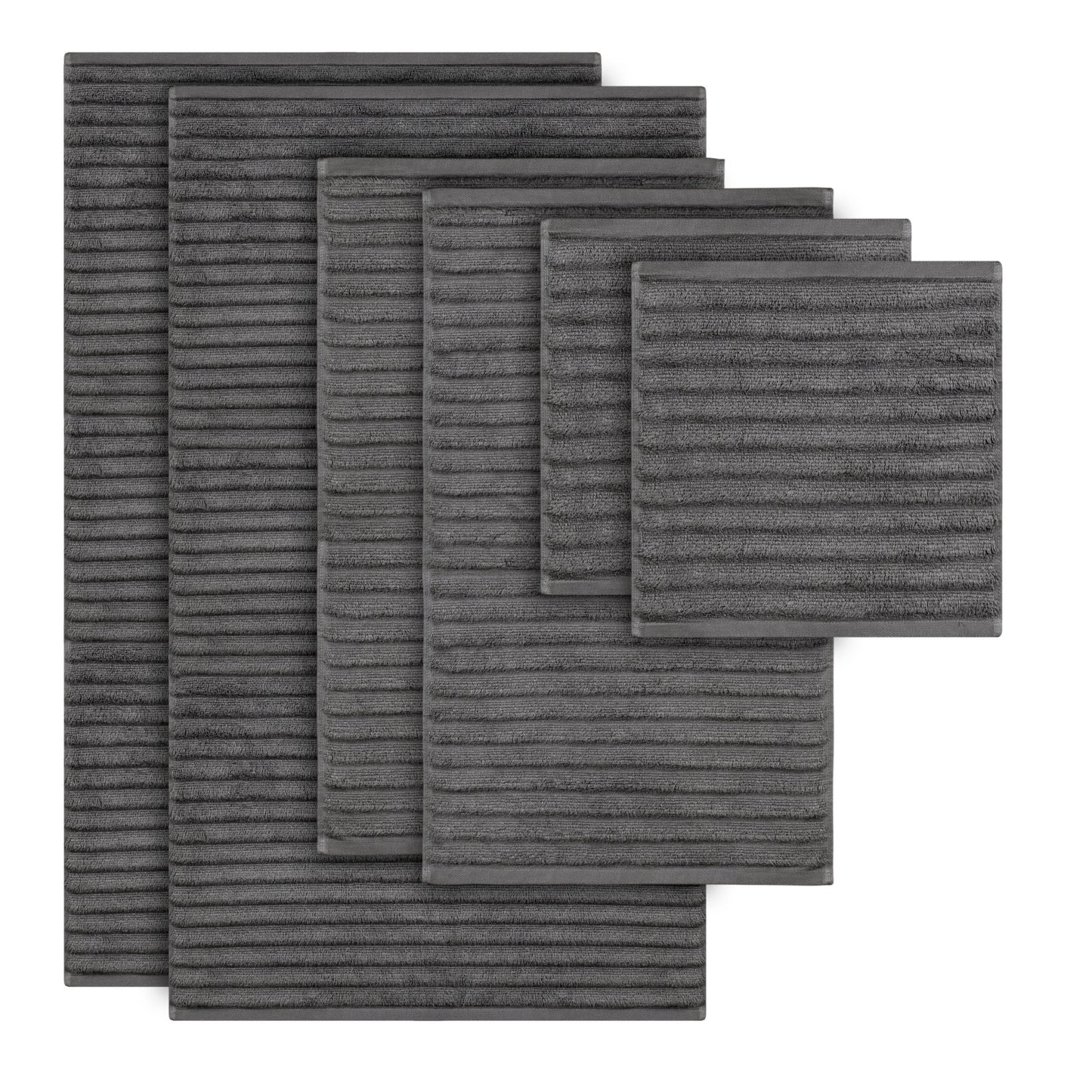 Bibb Home 6 Piece Ribbed Egyptian Cotton Towel Set - Quahog Bay Bedding
