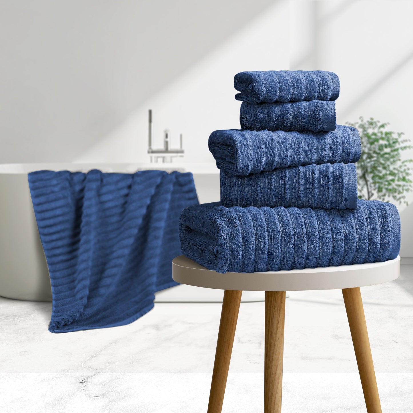 Bibb Home 6 Piece Ribbed Egyptian Cotton Towel Set - Quahog Bay Bedding