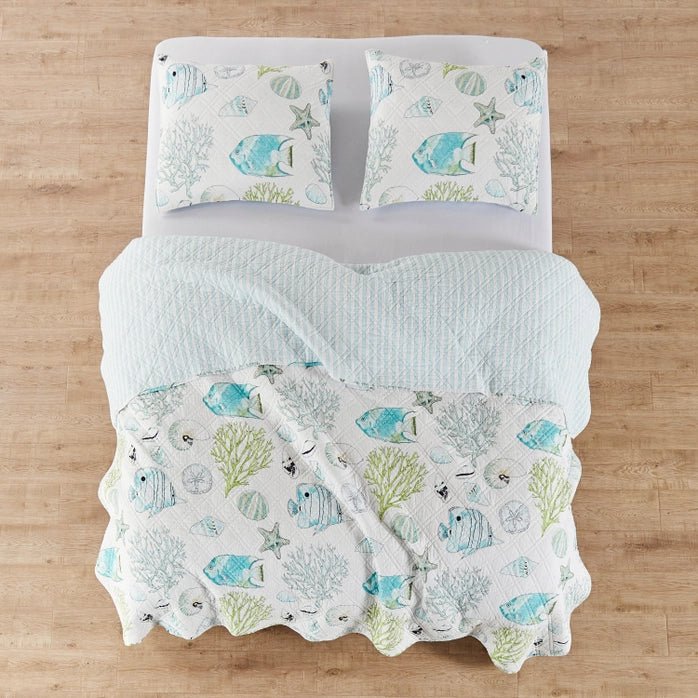 Biscayne Cotton Coastal Quilt Set - Quahog Bay Bedding
