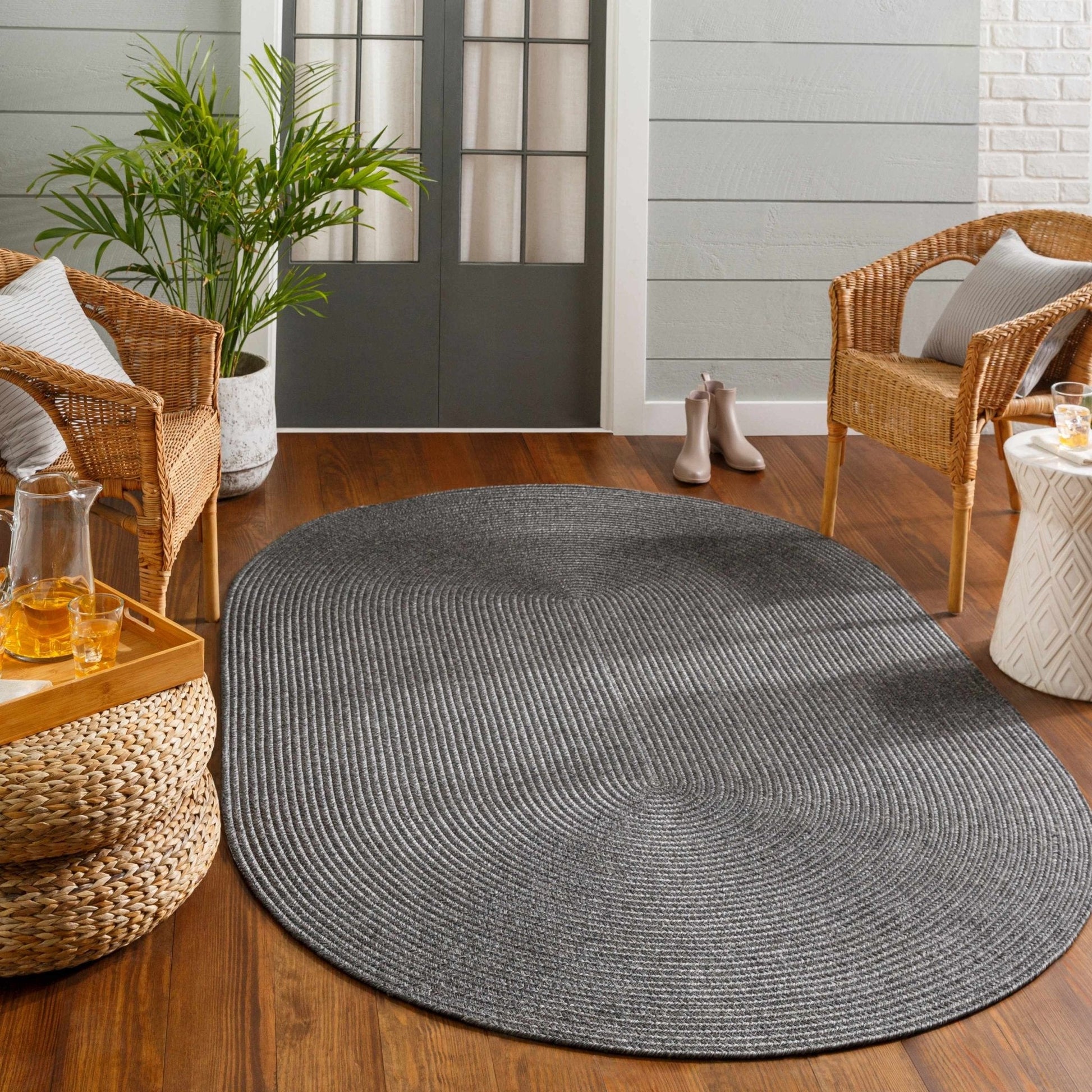 Black Braided Faux Jute Rug - Quahog Bay Bedding
