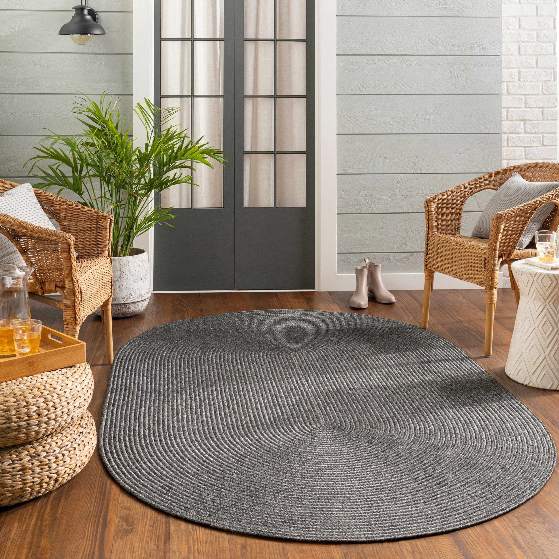Black Braided Faux Jute Rug - Quahog Bay Bedding