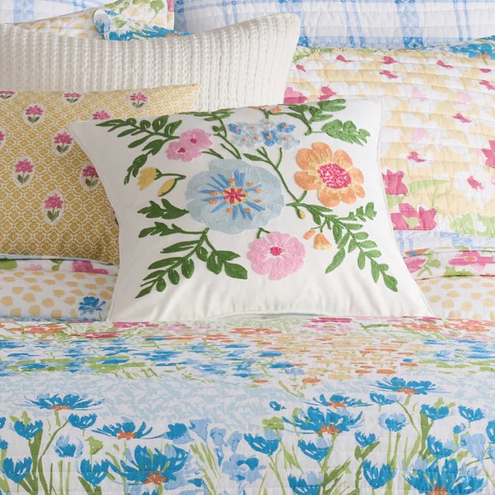 Blooming Hillside Quilted Pillow - Floral Throw Pillows - Quahog Bay Bedding