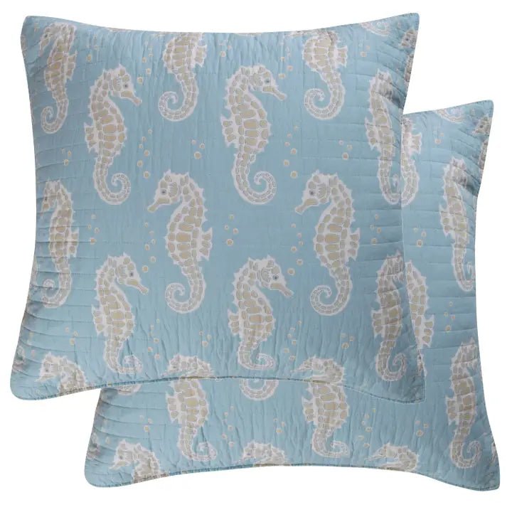 Blue Maui Euro Pillow Shams - Set of 2 - Coastal Pillow Shams - Quahog Bay Bedding