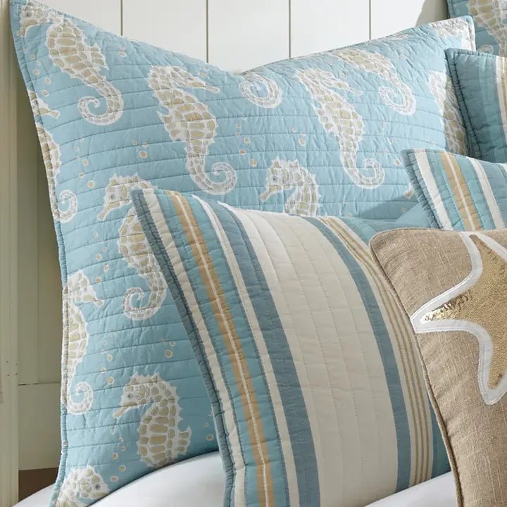 Blue Maui Euro Pillow Shams - Set of 2 - Coastal Pillow Shams - Quahog Bay Bedding